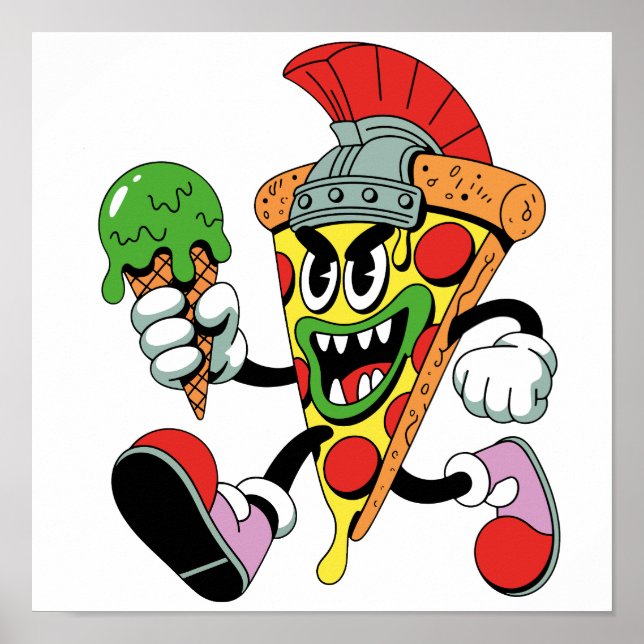 Gladiator Pizza Slice Italy Brainrot Poster (Framsidan)