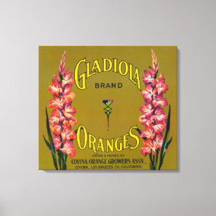 Gladiola brännmärker den citrusa lådaetiketten canvastryck