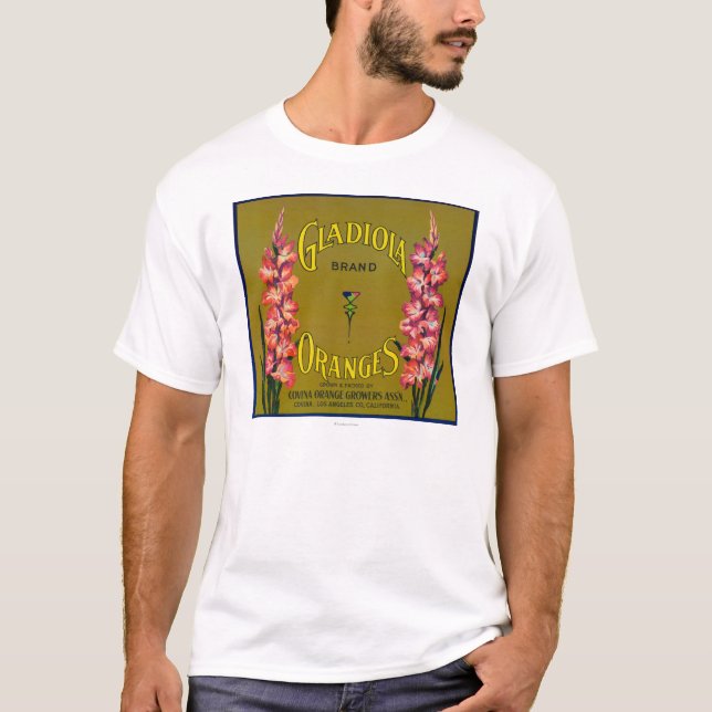 Gladiola brännmärker den citrusa lådaetiketten t shirt (Framsida)