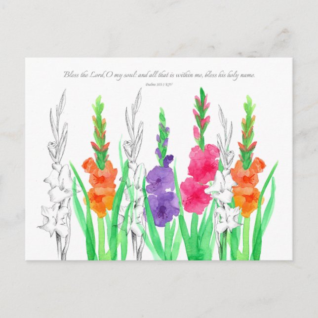 Gladiola Scripture Psalms 103 Prayer Card Vykort (Framsida)