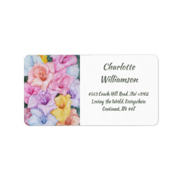 Gladiolablommor i vattenfärgen Adress Adressetikett