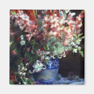 Gladiolas i en vas av Pierre Auguste Renoir Magnet