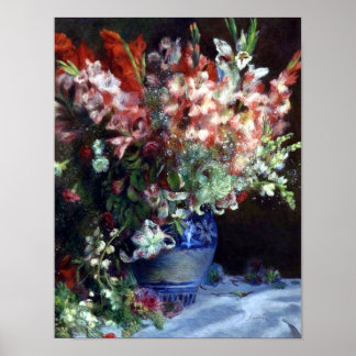 Gladiolas i Vas, Pierre Auguste Renoir Art Poster
