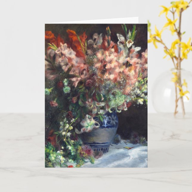 Gladioli i Vas av Auguste Renoir Art Kort (Gul blomma)