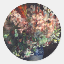 Gladioli i Vas av Auguste Renoir Art Runt Klistermärke
