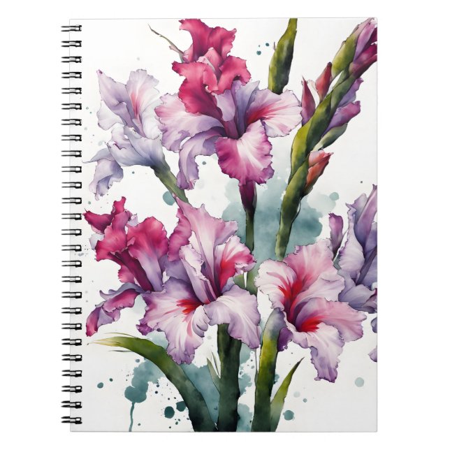 Gladiolus - Akvarellblommor Anteckningsbok (Framsidan)