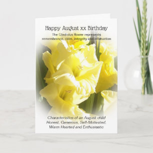 Gladiolus August Birthday Kort