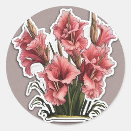 Gladiolus: Elegance i varje Petal Runt Klistermärke