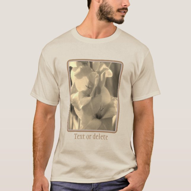 Gladiolus Flower Sepia Tint-Personlig T Shirt (Framsida)