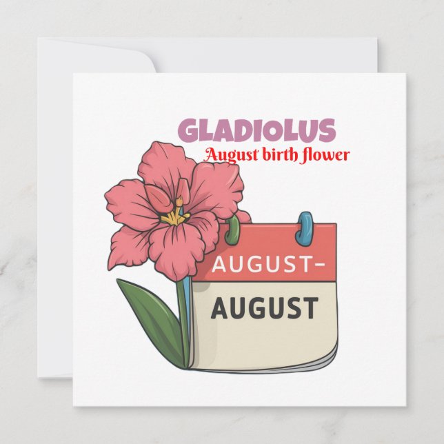 Gladiolus - födelselöde i augusti inbjudningar (Framsida)