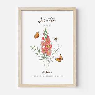 Gladiolus Födelsemånad Blomma Affisch