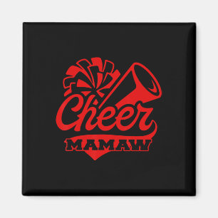 Glädja Mamaw Största Fan Svart Och Röd Pom Pom Magnet