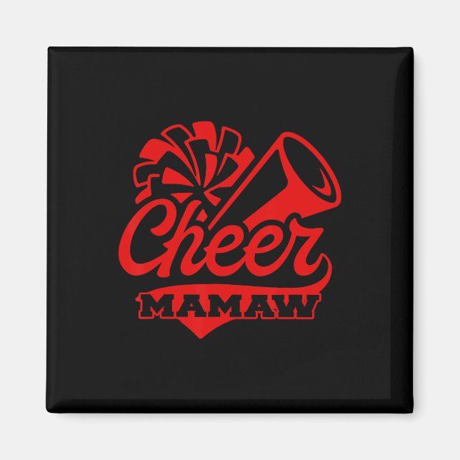 Glädja Mamaw Största Fan Svart Och Röd Pom Pom  Magnet (Framsidan)