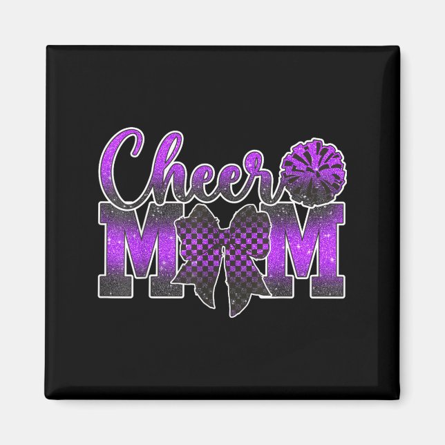 Glädja mamma lila cheerleader speldag glädja mamma magnet (Framsidan)