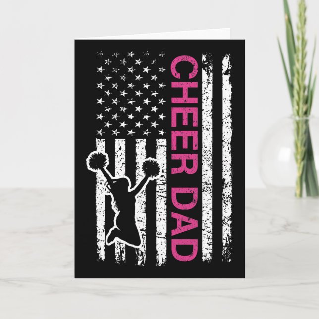 Glädja Pappa Flagga Rosa Cheerleading  Kort (Framsida)