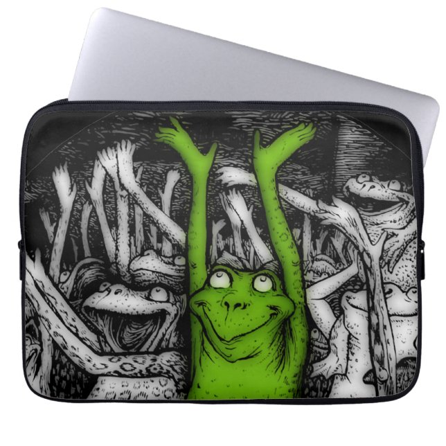 Glädjande grodor laptop fodral (Framsidan)