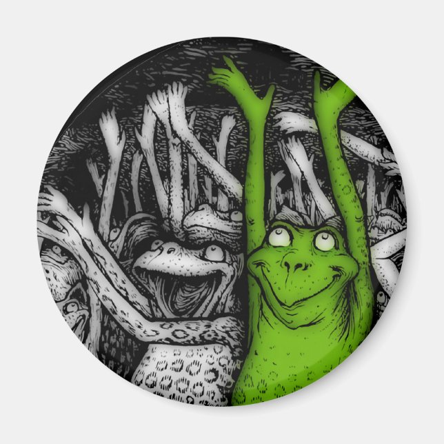 Glädjande grodor magnet (Framsidan)