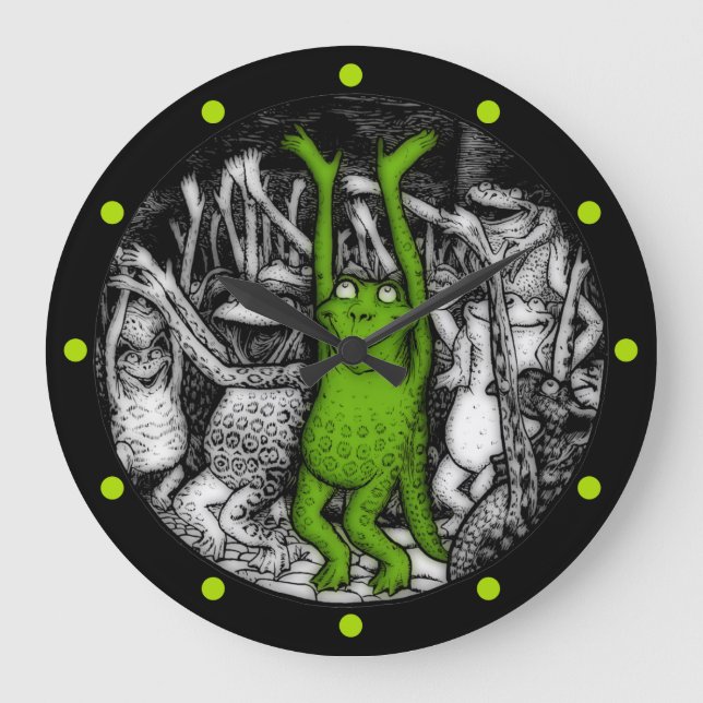 Glädjande grodor stor klocka (Framsida)