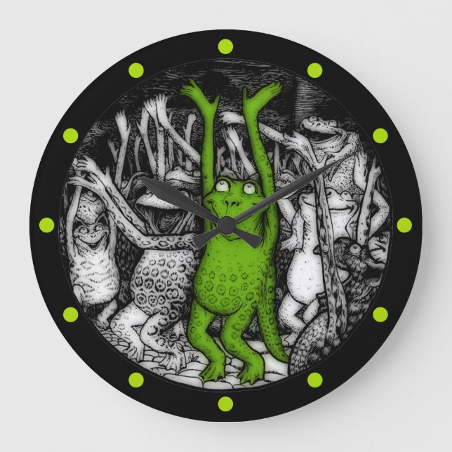 Glädjande grodor stor klocka (Framsida)