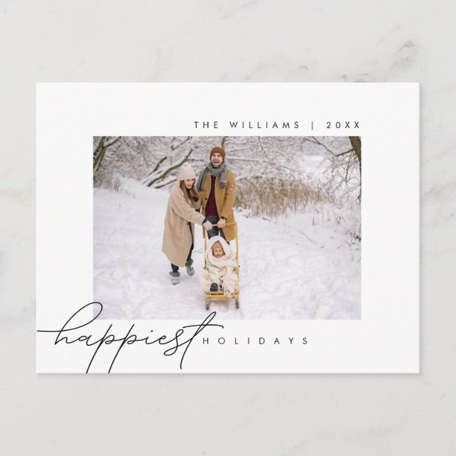 Glädjande Helgdagar, God jul, familjefoto Vykort (Framsida)