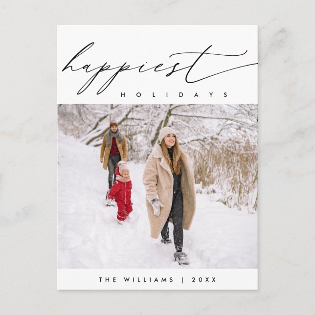Glädjande Helgdagar, God jul Family Photo Vykort (Framsida)