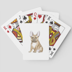 Glädjande hundvalp med fransk casinokort
