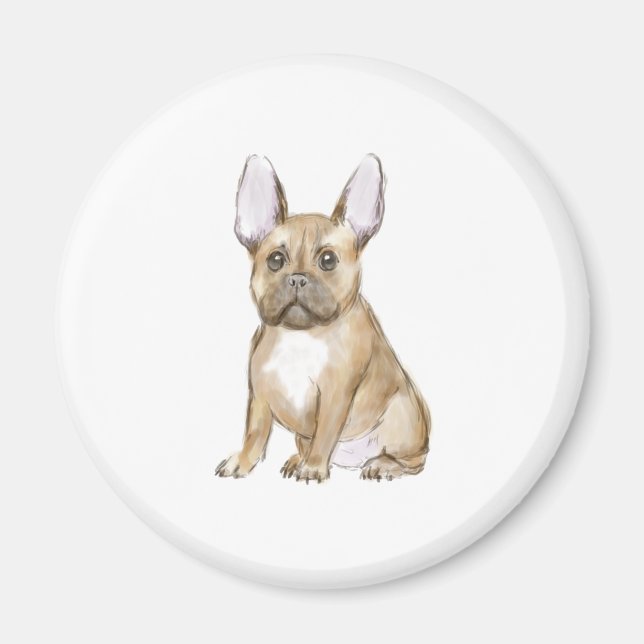 Glädjande hundvalp med fransk magnet (Framsidan)