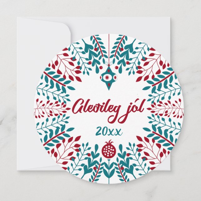 Glädjande jul, isländska julhälsningar julkort (Framsida)