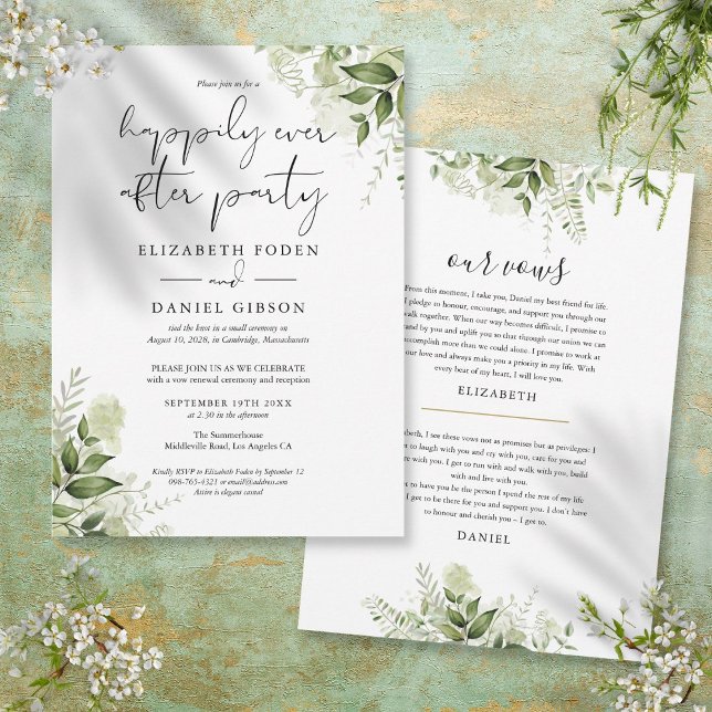 Glädjande nog allt efter att Party Bröllop har fåt Inbjudningar (Greenery Happily Ever After Party Wedding Vows Invitation)