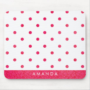 Glädjande shock rosa POLKA DOTS PERSONALISERA DIT Musmatta
