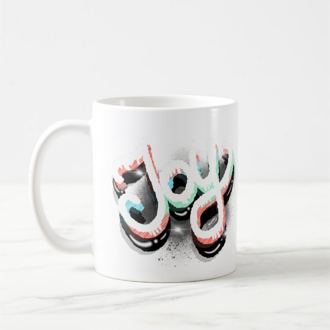 Glädje Airbrush Gatukonst Neon Handstilsbokstäver Kaffemugg (Vänster)