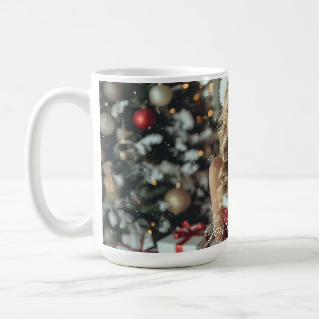 GLÄDJE ÅT VÄRLDEN - Jul Santa Flicka Kaffemugg (Vänster)