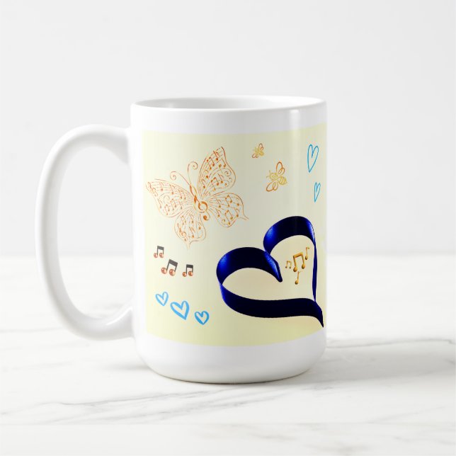 Glädje betyder något - Musik Katt - Fjäril & Bin N Kaffemugg (Vänster)
