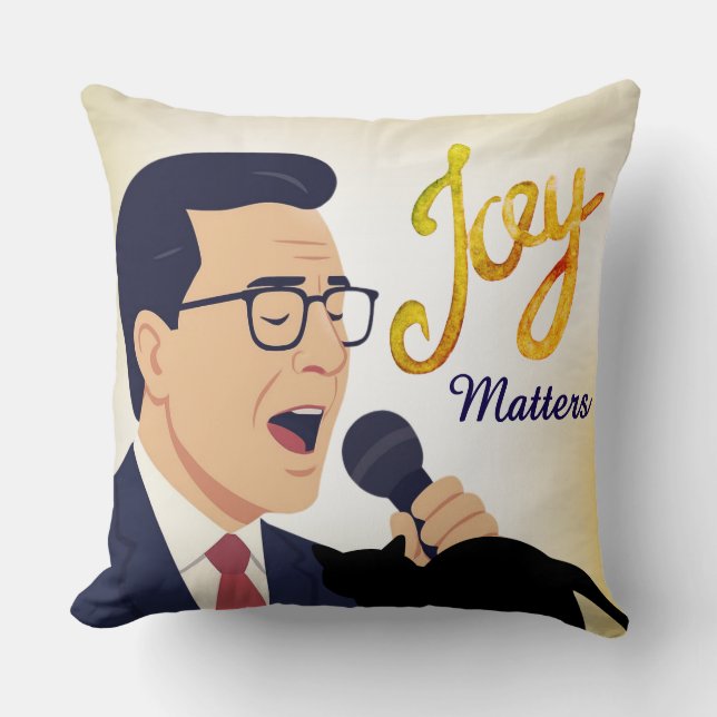 Glädje betyder Stephen Colbert Singing Meme Kudde (Framsida)