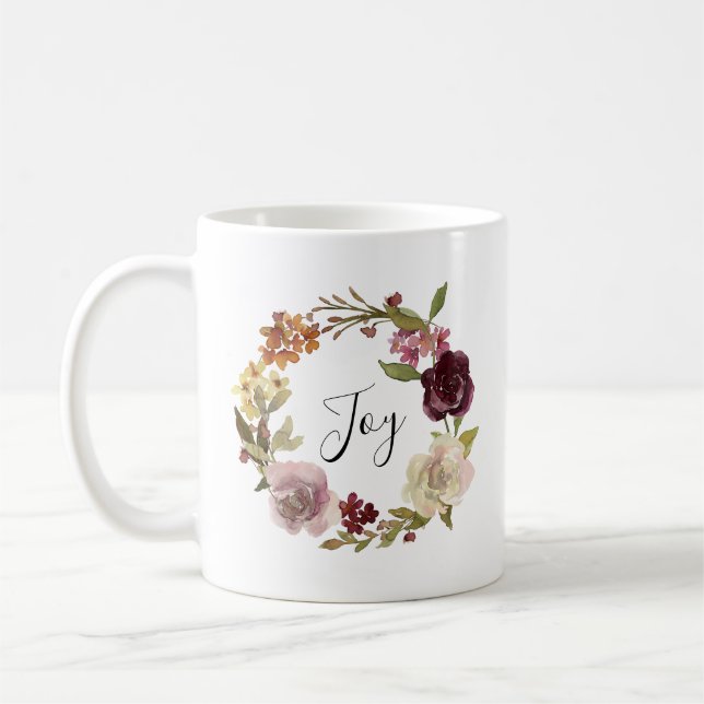 Glädje Blommig Akvarellkrans Kaffemugg (Vänster)