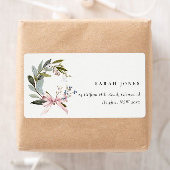 Glädje Blush Grön Vinter Julkrans Adress Fraktsedel (Insitu)