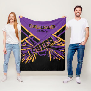 Glädje Cheerleader - Lila, Guld & Svart Fleecefilt