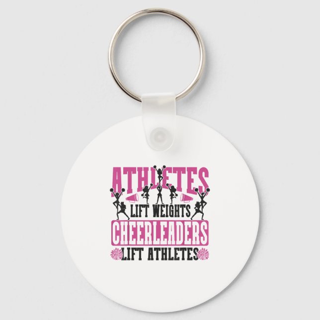 Glädje Cheerleading Atleter Lyfter Vikter Cheerlea Nyckelring (Framsida)