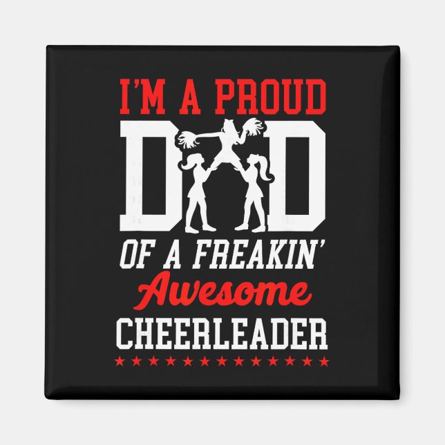 Glädje Cheerleading Pappa Far Jag Är En Stolt Papp Magnet (Framsidan)