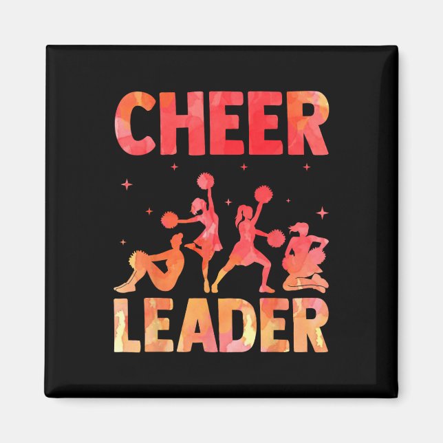 Glädje Cheerleading Vattenfärg Regnbåge Cheer Leda Magnet (Framsidan)
