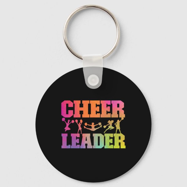Glädje Cheerleading Vattenfärg Regnbåge Cheer Leda Nyckelring (Framsida)