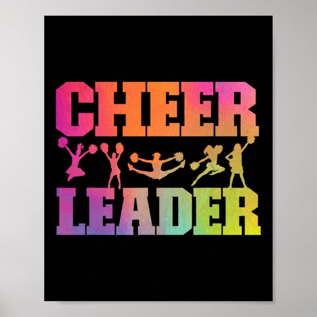 Glädje Cheerleading Vattenfärg Regnbåge Cheer Leda Poster (Framsidan)