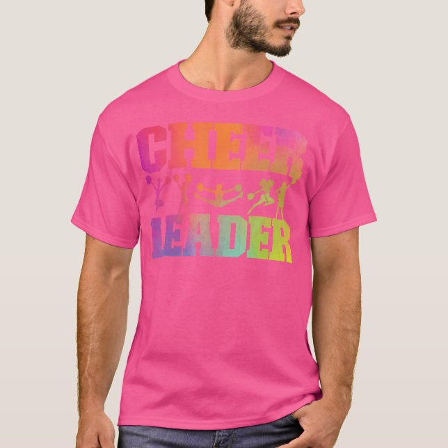 Glädje Cheerleading Vattenfärg Regnbåge Cheer Leda T Shirt (Framsida)