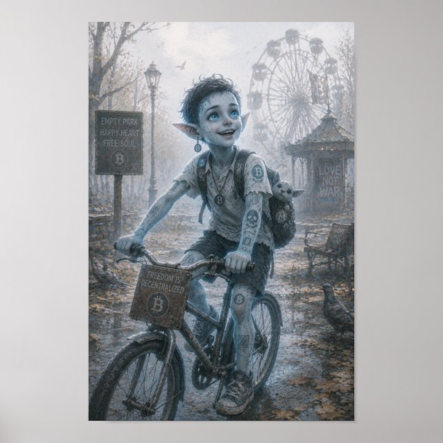 Glädje / Cyklist / Tom park Poster (Framsidan)
