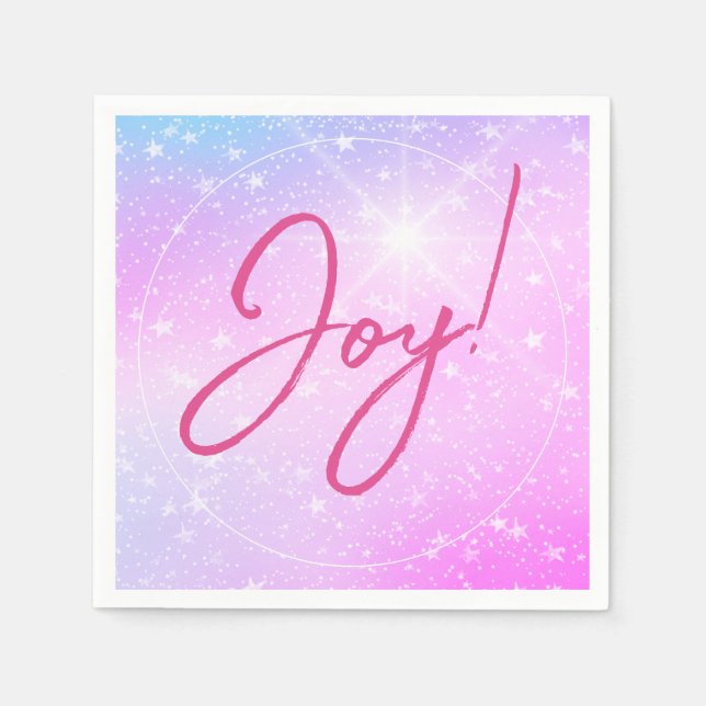 Glädje! eller Ditt meddelande Fuchsia Text Lila Ro Pappersservett (Framsidan)