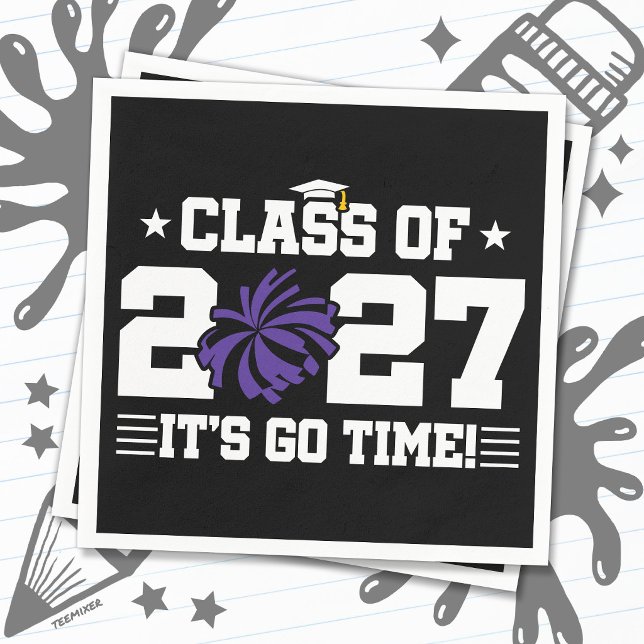 Glädje Examens Pom Poms Årsklass 2027 Pappersservett (Skapare uppladdad)