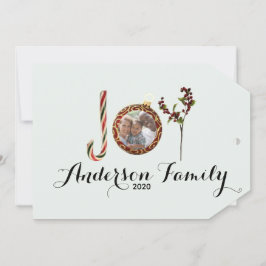 Glädje familjenamn och foto i juldekoration julkort