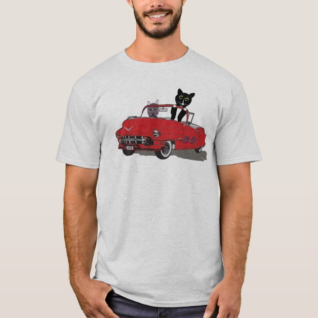 Glädje för 2 katter som rider manar Tshirt Tröja (Framsida)