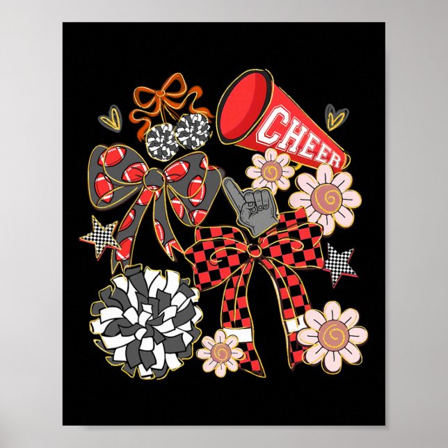 Glädje Fotll Coquette Bow Matchdag Cheerleader Röd Poster (Framsidan)