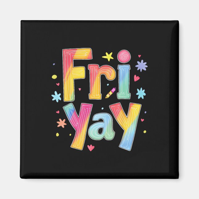 Glädje-friday Glad fredag Roligt Helg Lärarens Til Magnet (Framsidan)